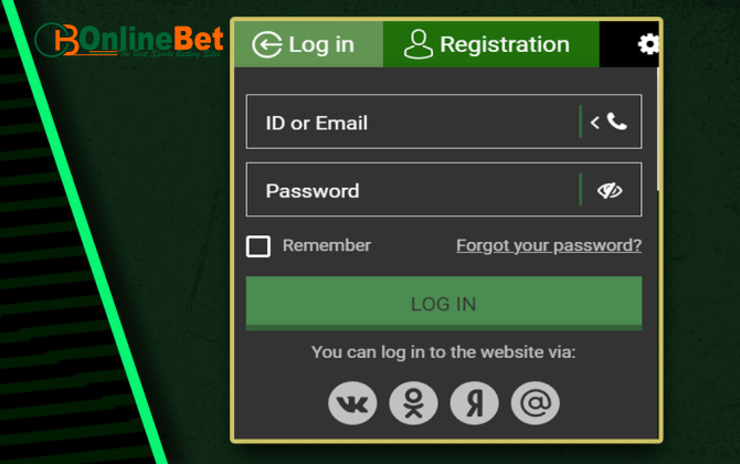 onlinebet log in form to access your personal account